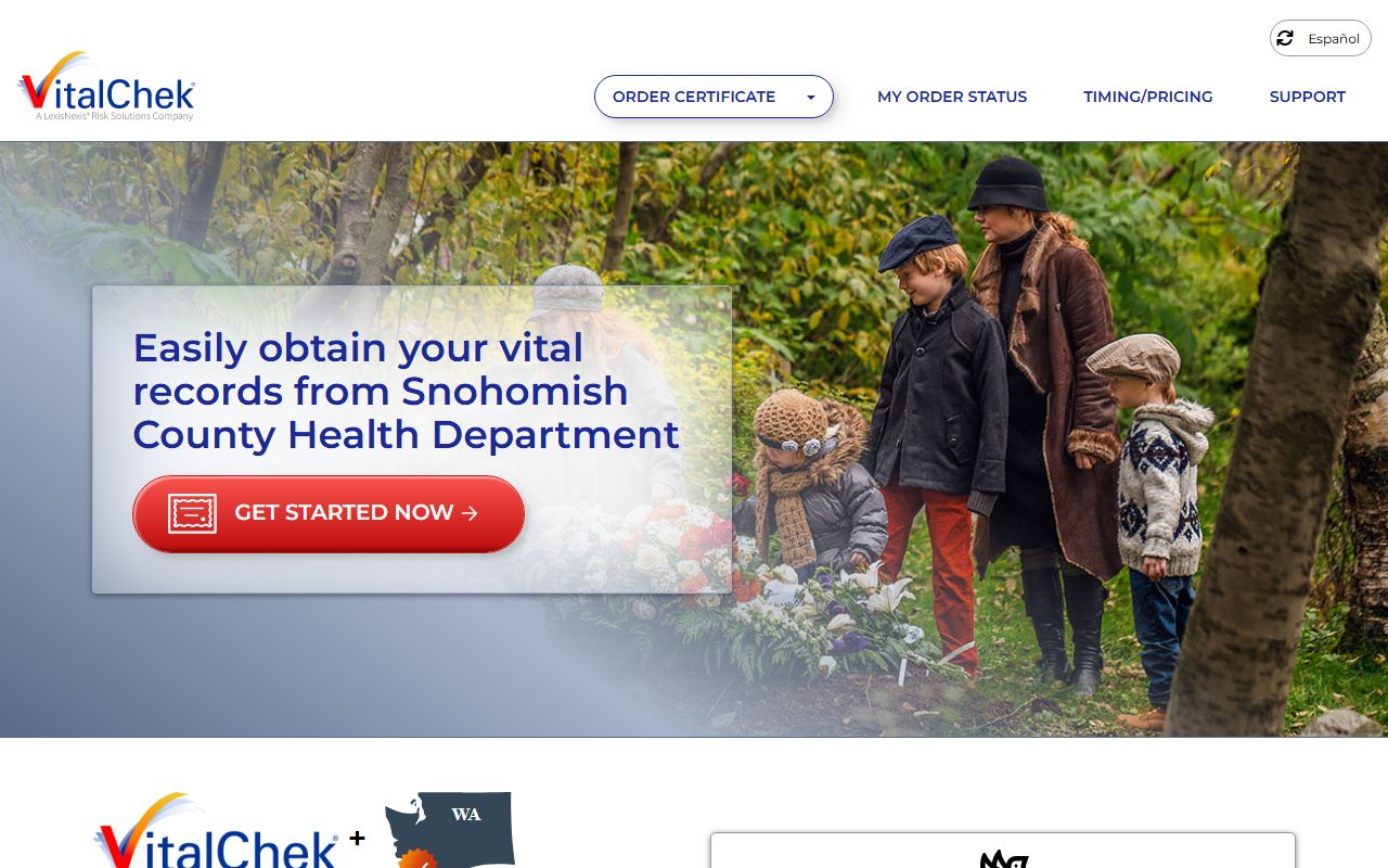 Bothell Washington VitalChek Snohomish County death certificates online ordering