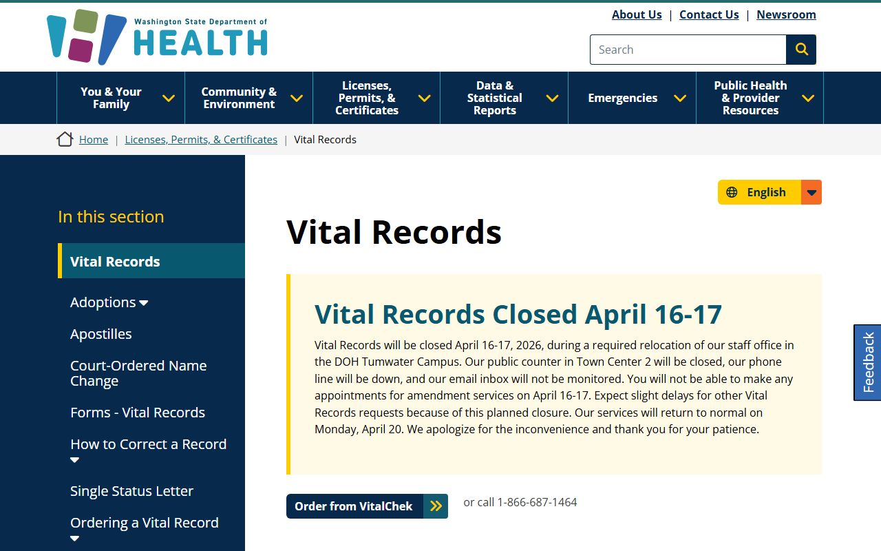 Washington vital records portal for Graham obituary and death certificate search