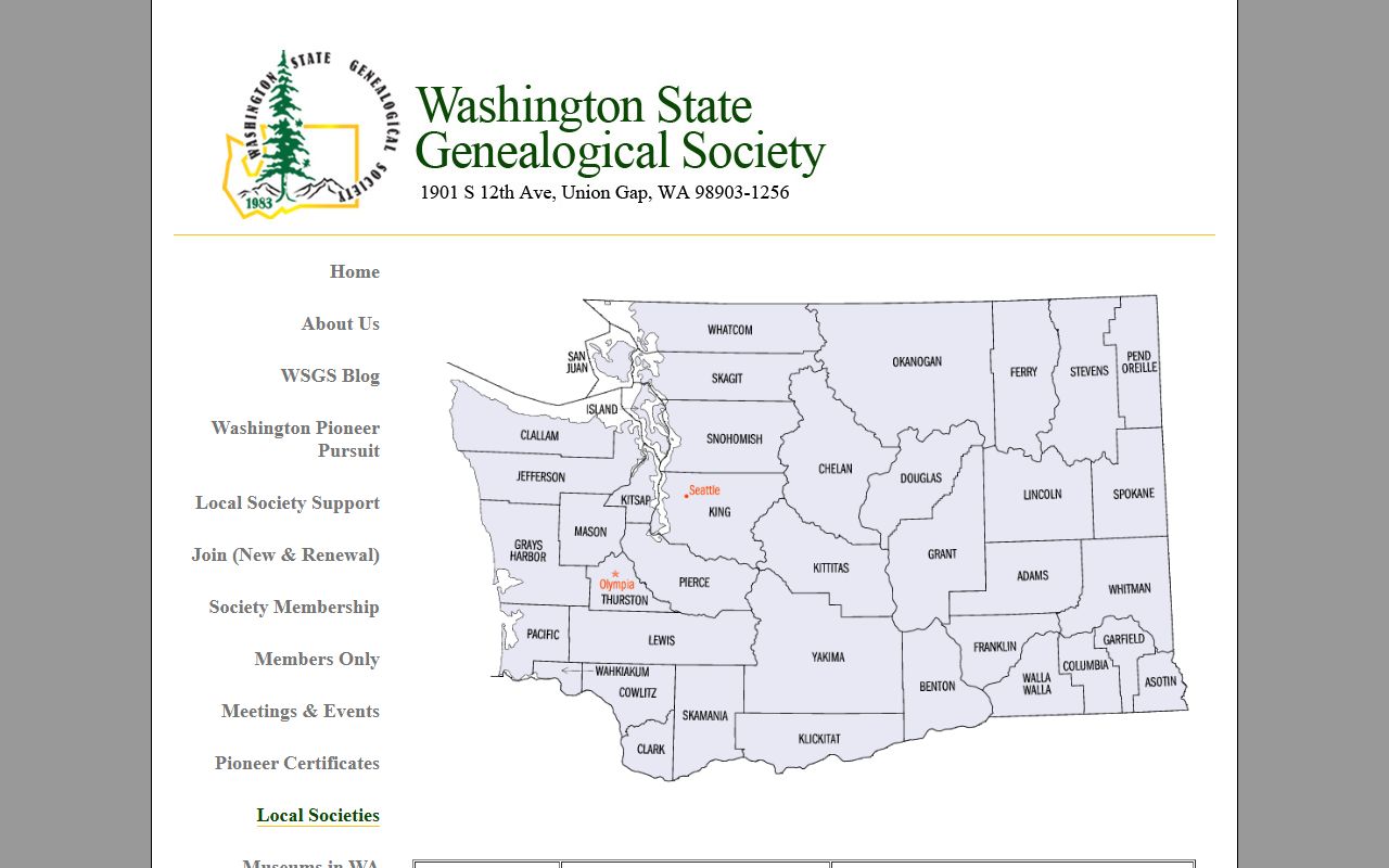 Washington State Genealogical Society resources for Kent obituary and death records