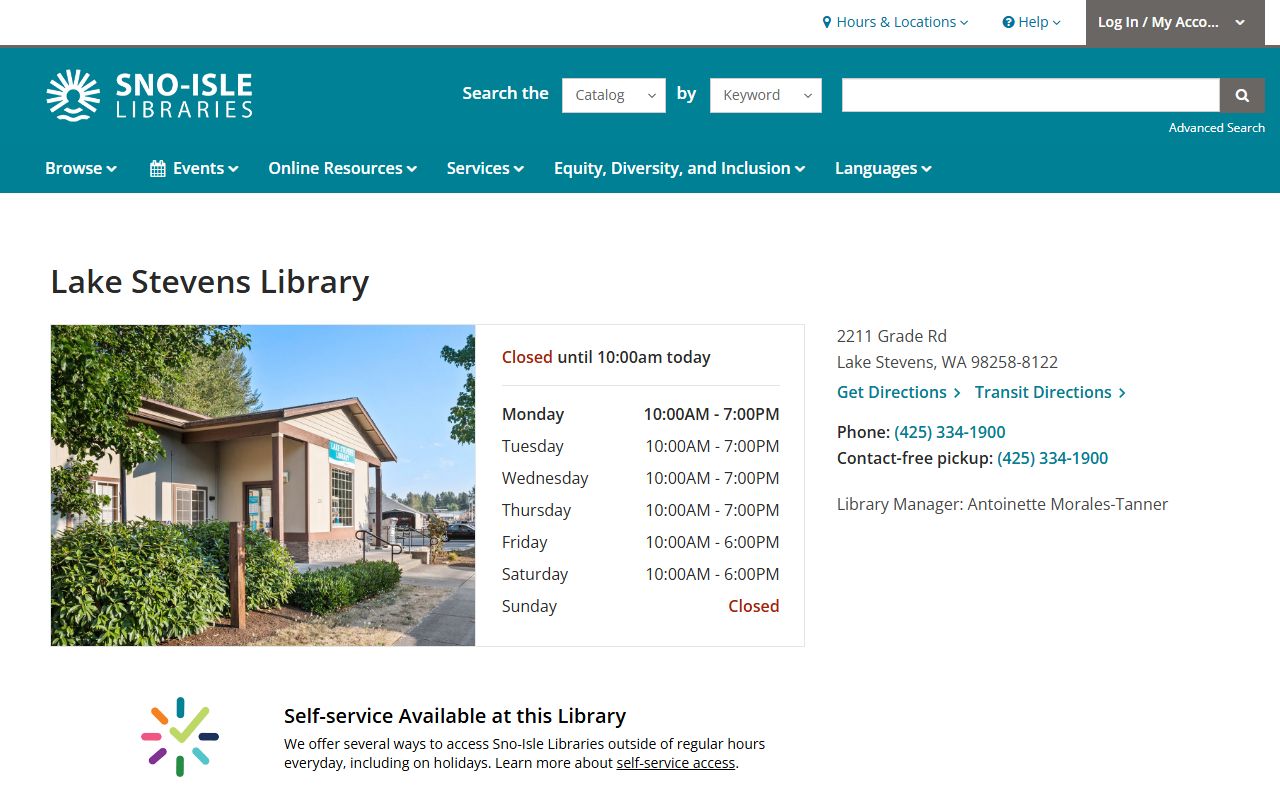 Sno-Isle Libraries Lake Stevens branch for genealogy and obituary research