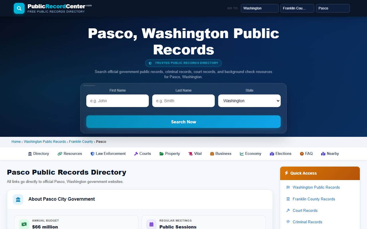 Pasco Washington public records and death certificate search