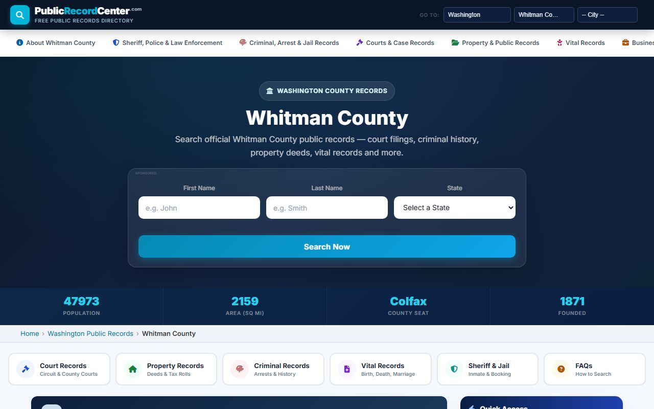 Whitman County public records for Pullman death certificate orders