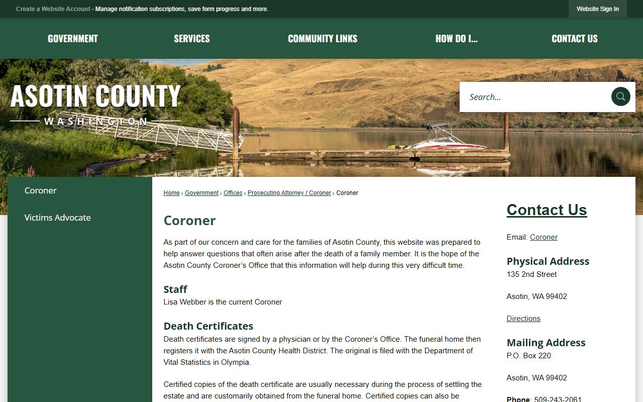 Asotin County obituary death records