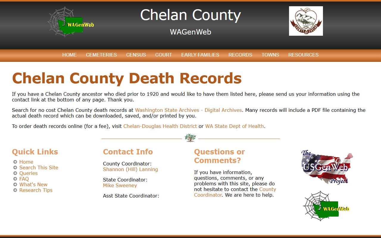 Chelan County obituary death records
