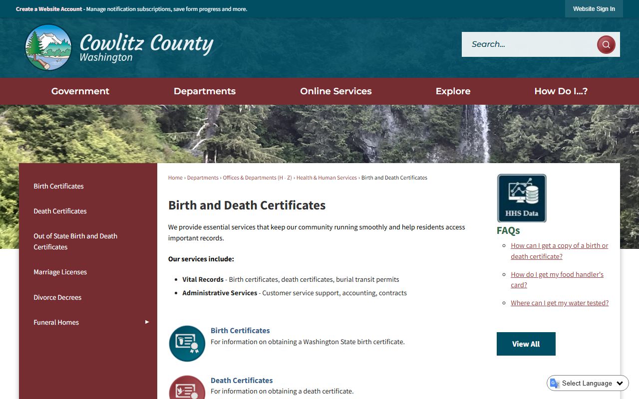 Cowlitz County obituary death records