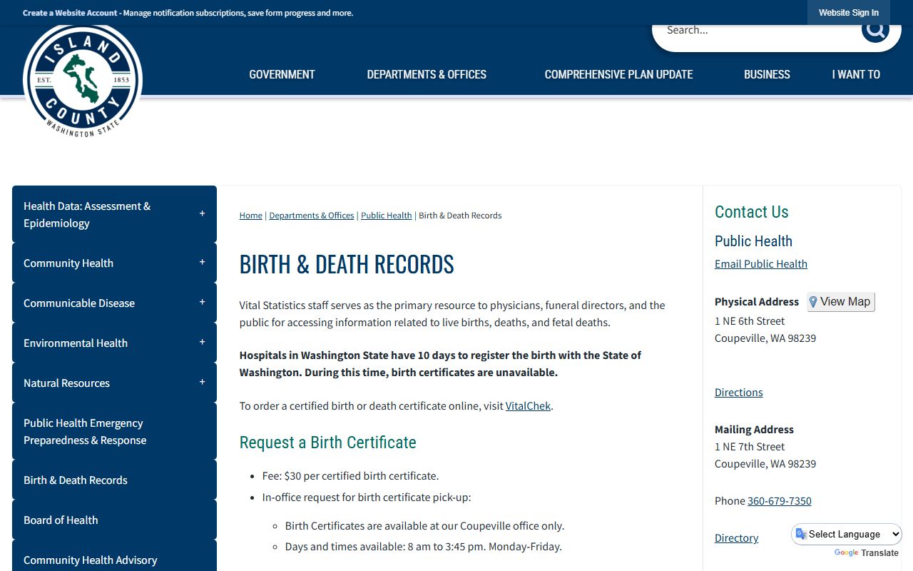 Island County obituary death records