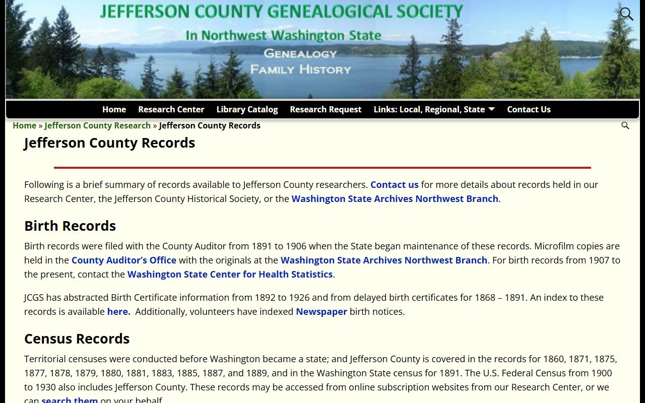 Jefferson County Genealogical Society death records and obituary resources