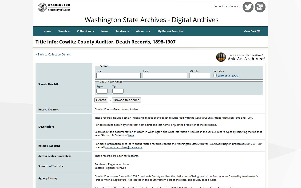Klickitat County obituary death records