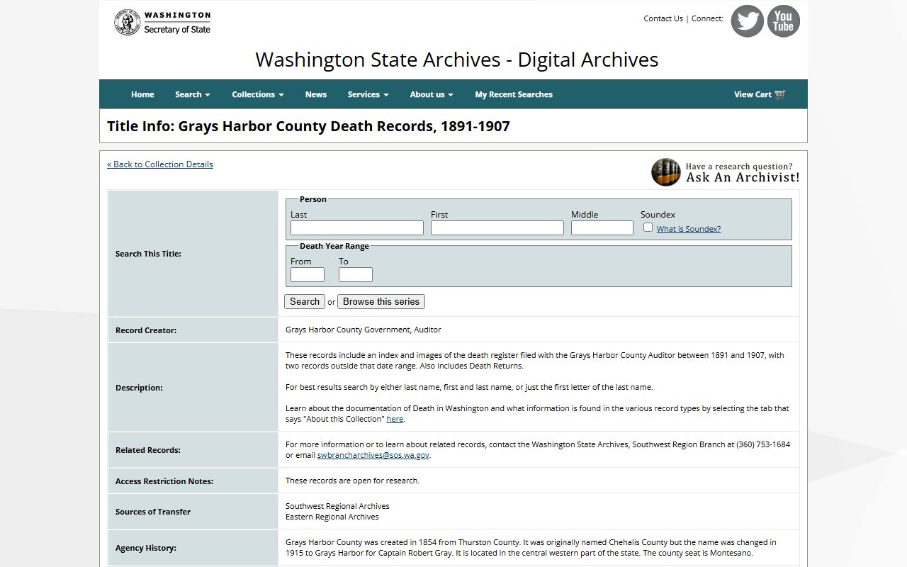 Lewis County records at Washington State Archives Digital Archives