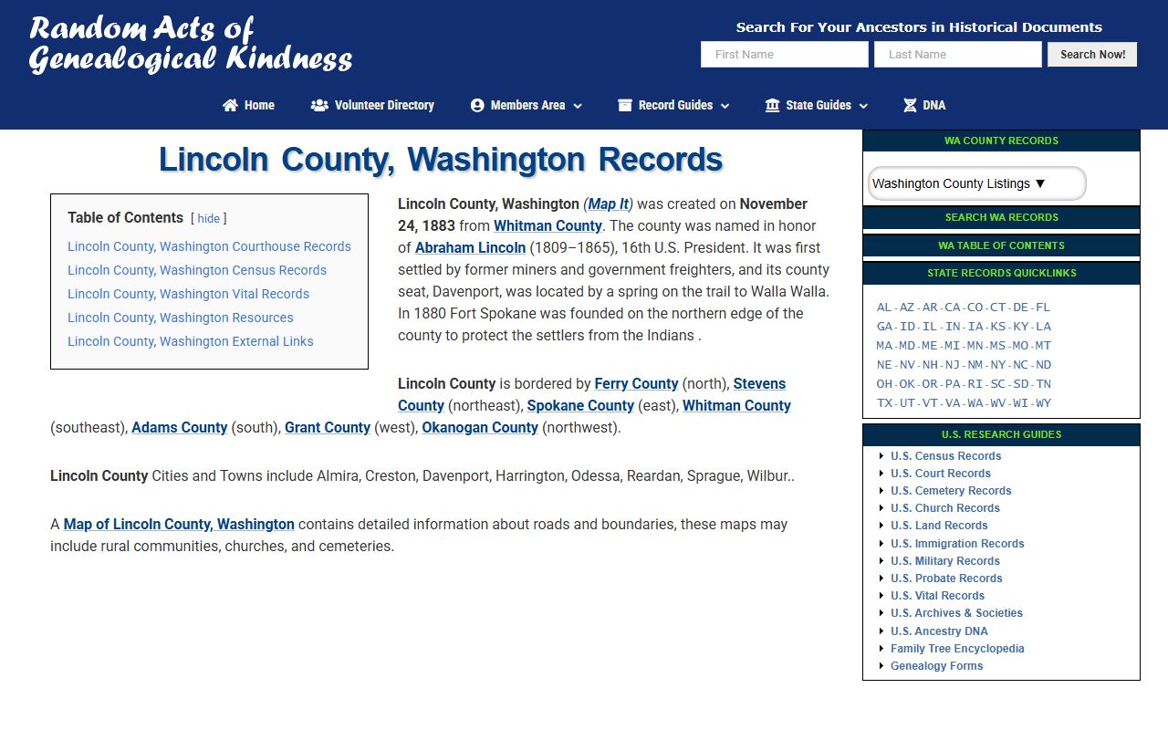 Lincoln County historical death records genealogy