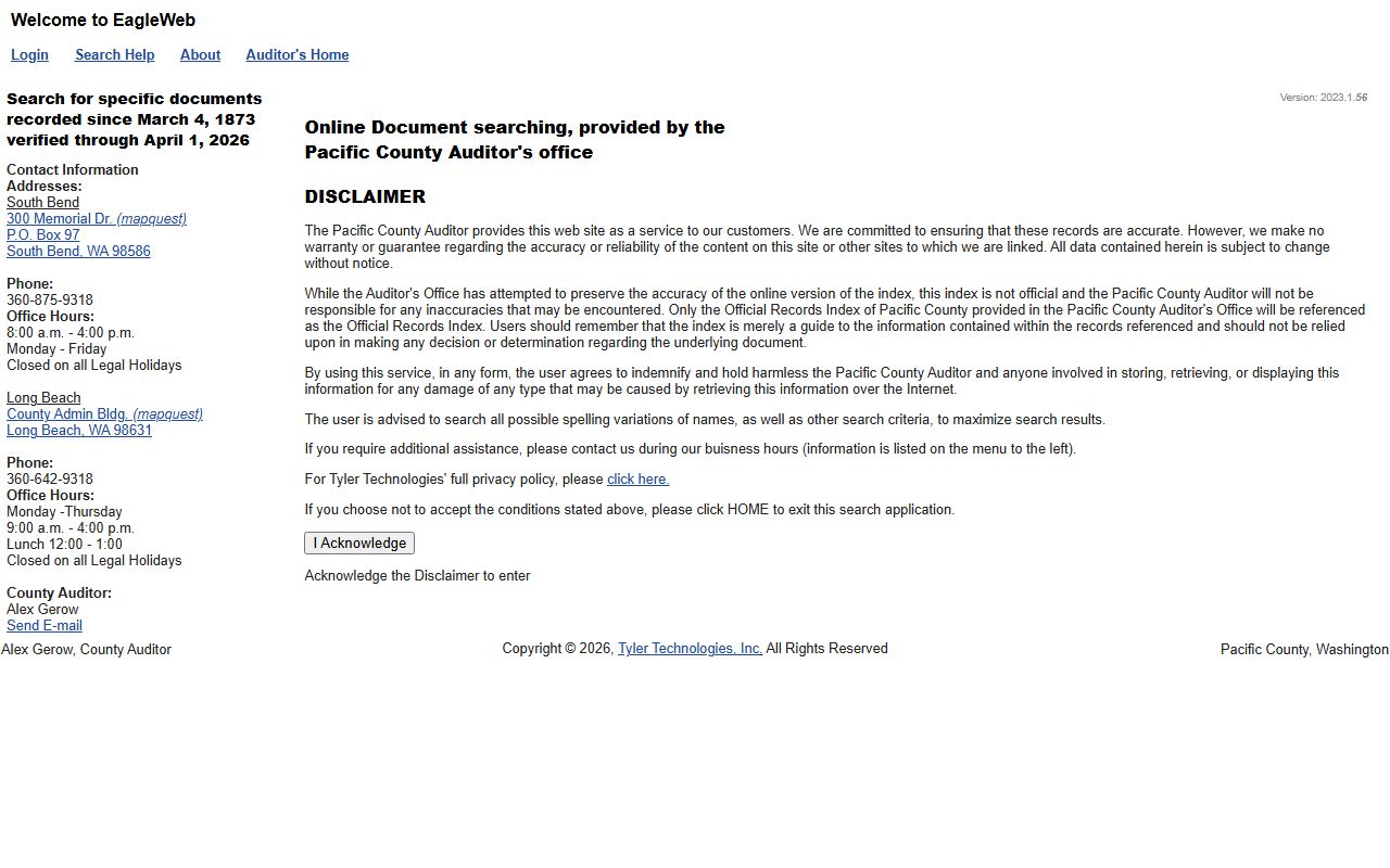 Pacific County obituary death records portal