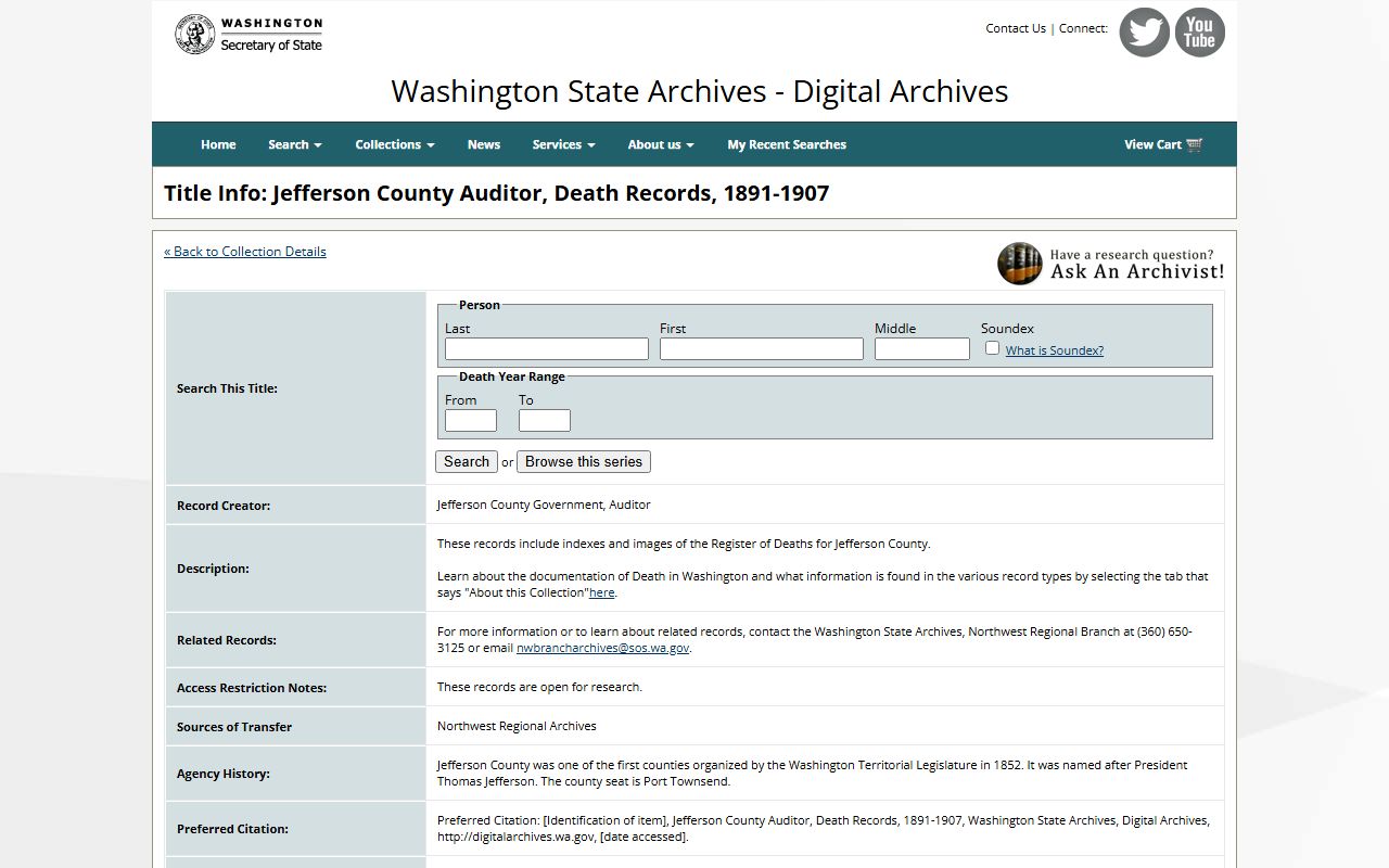 Pend Oreille County obituary records at Washington State Digital Archives