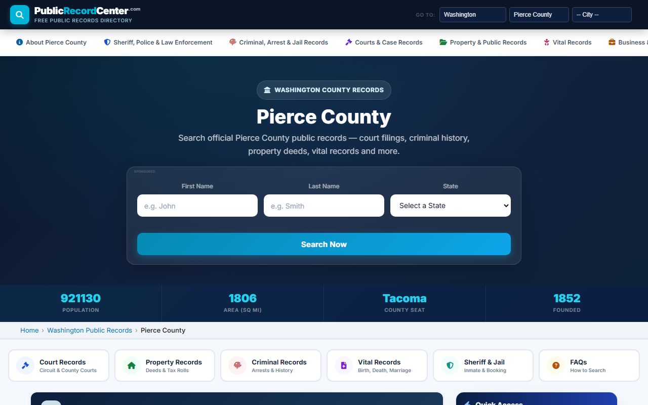 Pierce County public records center directory