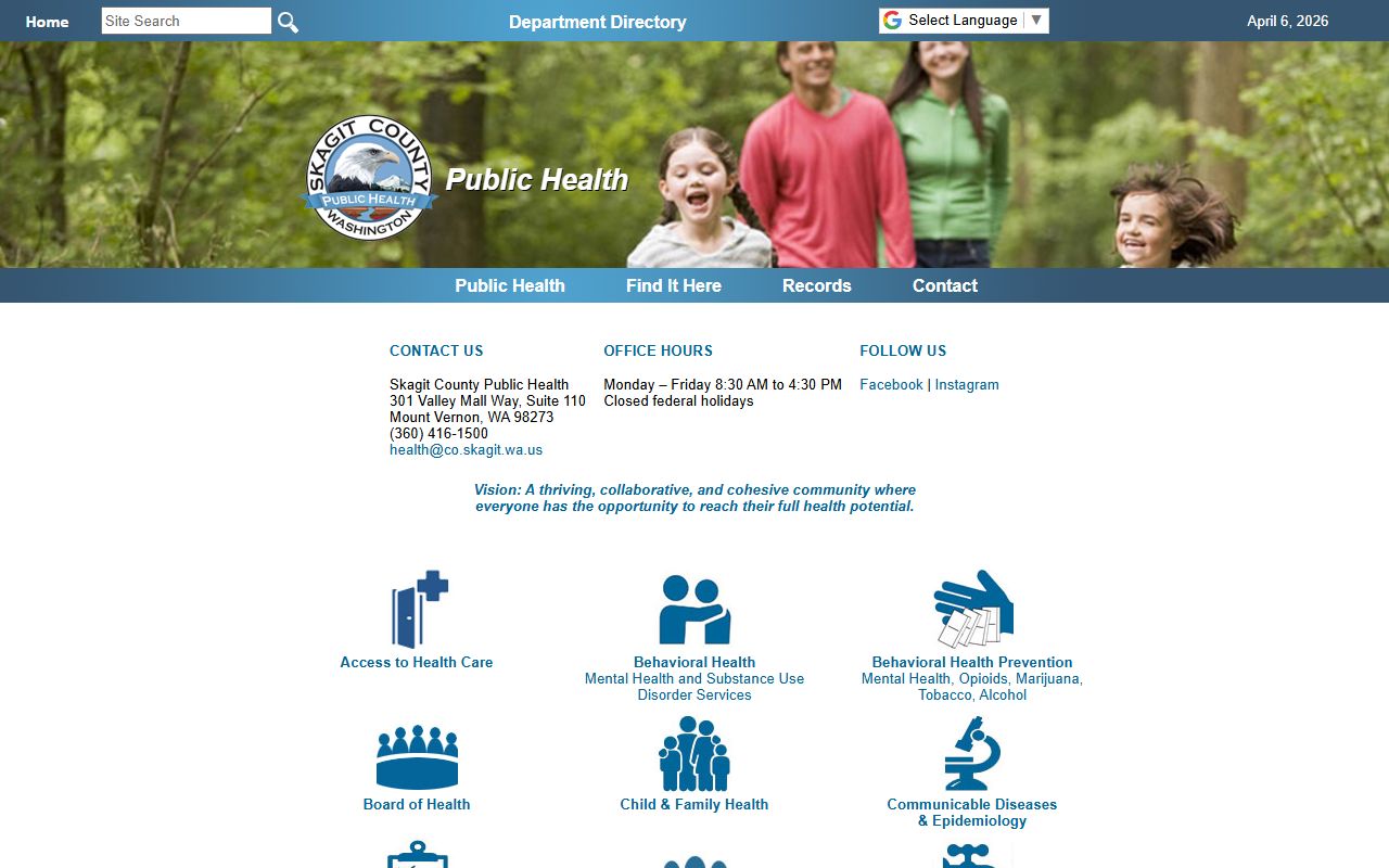Skagit County Health Department vital records page