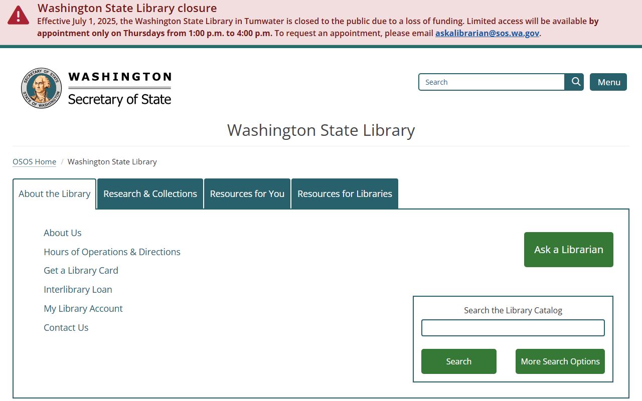 Washington State Library obituary index and cemetery transcription links